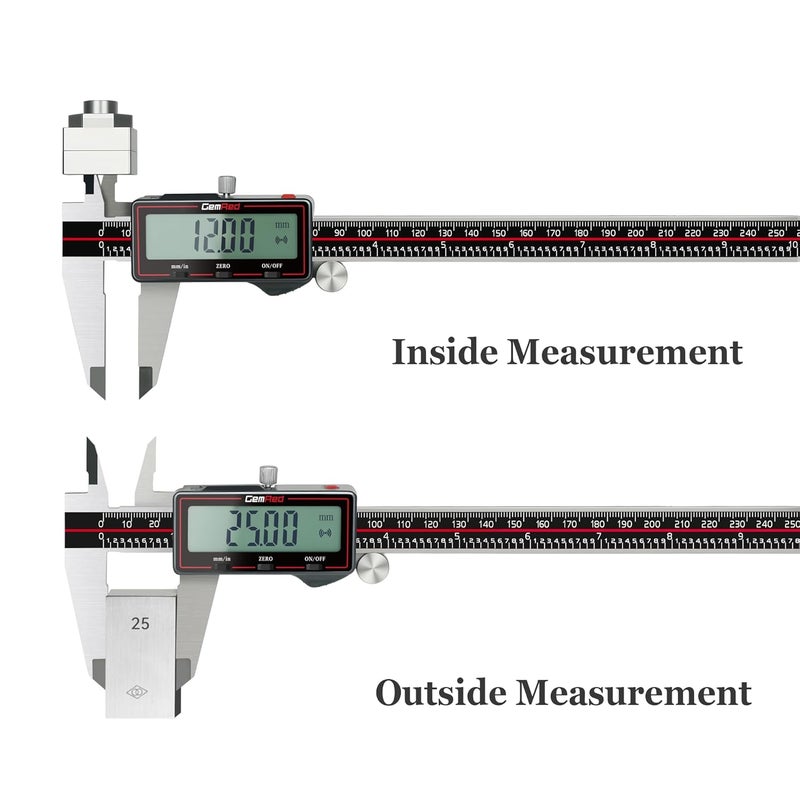 GemRed Wireless Digital Caliper, 12 inch Stainless Steel Measuring Tool with Data Output, Inch/MM Conversion, Zero Reset, Auto Off, for DlY, Woodworking, Household - Image 4